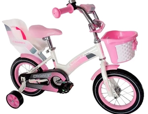 Дитячий велосипед 12 Crosser «KIDS BIKE» 001 біло-рожевий (+кошик пластик)