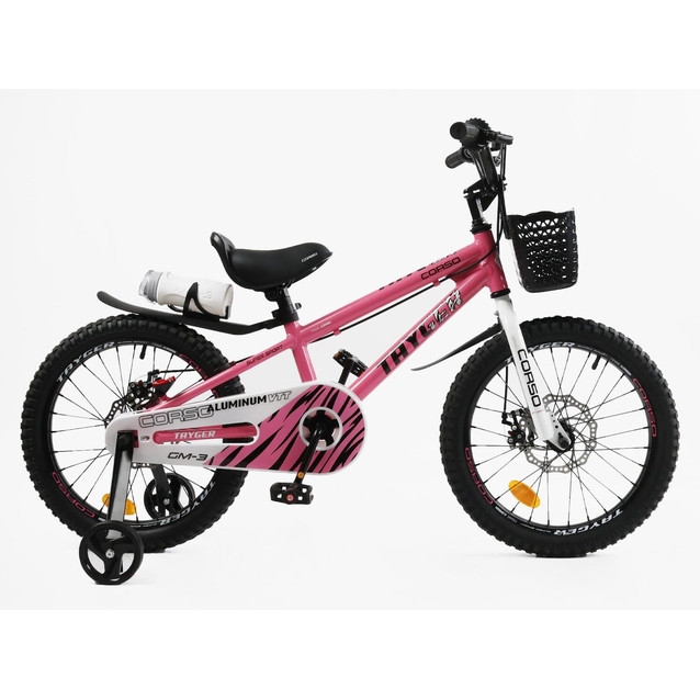 Дитячий велосипед 18 AL Corso «TAYGER»  TG-25402 алюмінієва рама, дискові гальма, рожевий фото westvelo.com
