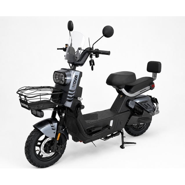 Електроскутер Corso «NOVA L» NV-408721, двигун 1000W, акумулятор 72V 20Ah літій-залізо-фосфатний, графітовий, колеса 10" фото westvelo.com