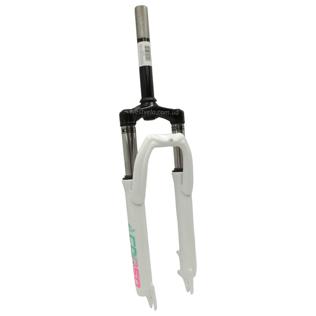 Вилка 24 аморт. безрізьб CORSO, біла, disk, шток Ø28.6 L-200mm (693) фото westvelo.com