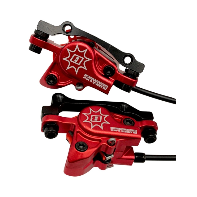 Гідравлічні гальма BLOOKE BL-M620 червоні (L-80mm 160/140)(L140mm 180/160) фото westvelo.com