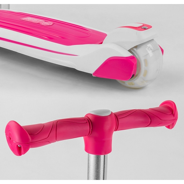 Самокат 2в1 Best Scooter JS-41008/63204 колеса PU 120х80mm зі світлом, сидіння, алюмінієве кермо, рожевий фото westvelo.com