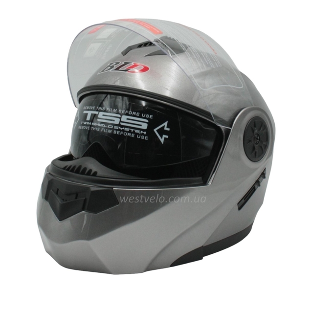 Мото шолом, трансформер (L 59-60) BLD-159 сірий глянець з відкидними окулярами фото westvelo.com