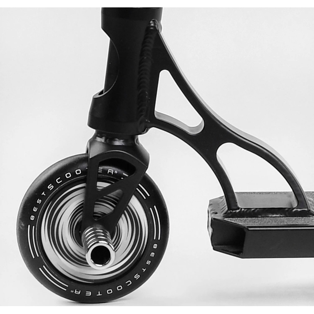 Самокат трюковий Best Scooter «PORTAL» PL-81855 чорно-срібний, HIC-система, пеги, AL диск та дека, колеса PU Ø120mm, ширина керма - 58 см фото westvelo.com