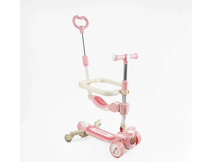 Самокат 5в1 Skyper RT-10247, колеса PU125х40мм зі світлом, укр озвучування та підсвічування платформи, біло-рожевий