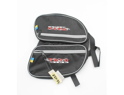 Сумка на раму овальна TATU-BIKE (В2214) двосекційна (20/12/25см) чорна із сірим кантом