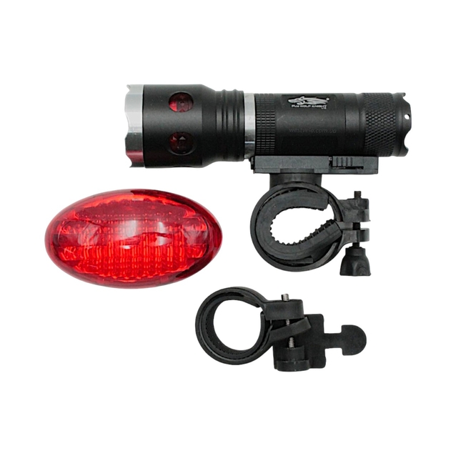 Фара + мигалка №12 L12 LED алюміній, на батарейках фото westvelo.com