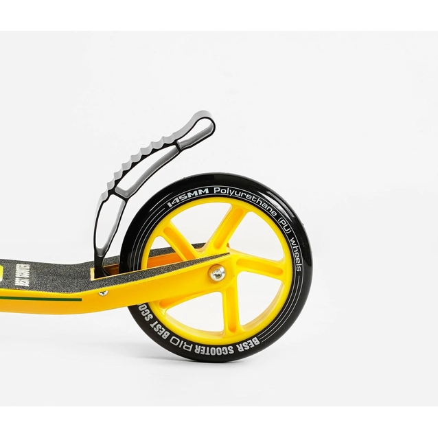 Самокат дитячий 2-х колісний, PU Best Scooter «RIO» 35959 жовтий, Ø145mm, передній амортизатор, AL гальмо фото westvelo.com