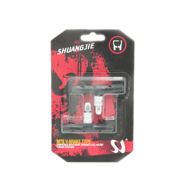 Колодки гальмівні V-brake SHUANGJIE на блістері чорні фото westvelo.com