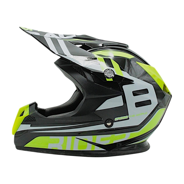 Шолом, закритий крос/ендуро (М) АТV Forsage Rider  029 чорно-жовтий глянець з дашком  + окуляри фото westvelo.com