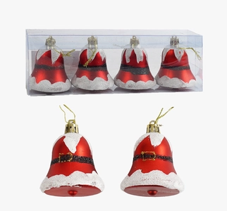 Новорічні прикраси .4 шт, дзвіночок, у слюді (C 67208)