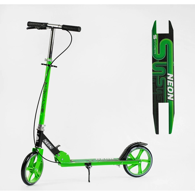 Самокат дитячий 2-х колісний, PU Skyper «NEON» N-36719 салатовий, Ø200mm, ST, ручне гальмо фото westvelo.com