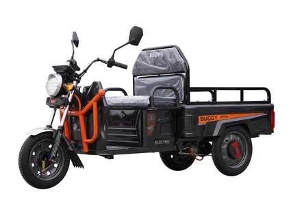 Трицикл РОЗІБРАНИЙ вантажний Corso «TRUCK ONE» BG-704512, двигун 800W, акумулятор 60V 32Ah графеновий, чорно-помаранч 5 МІСЦЬ+ 1 ящик.акум, колеса 12"