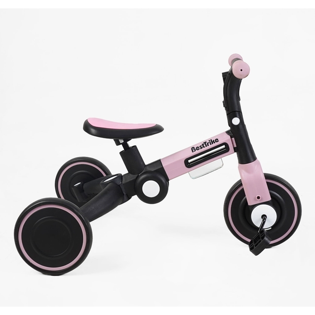 Дитячий велосипед 3-х колісний EVA (піна) Best Trike колеса 8-6, BS-11402 рожевий, нейлонова рама, рама та задні колеса -складні, підсвічування, кошик фото westvelo.com