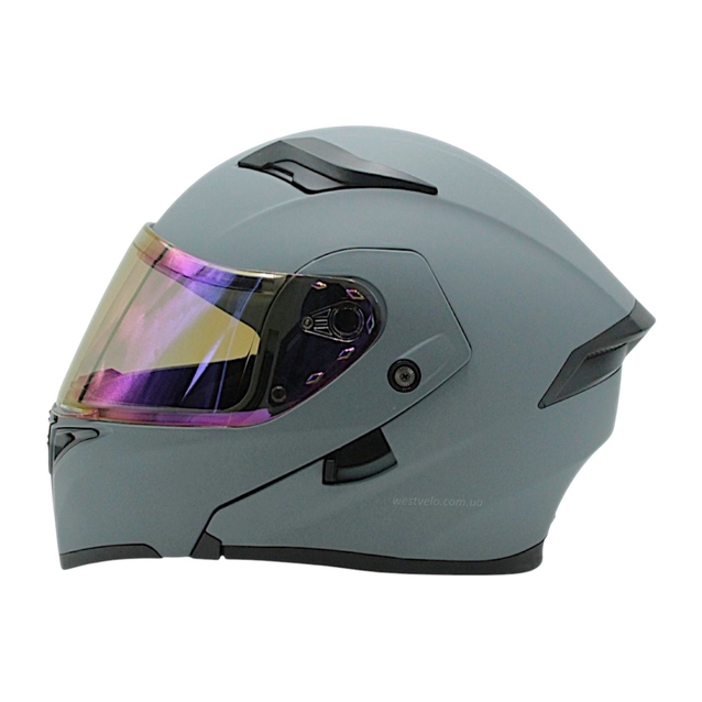 Мото шолом, трансформер (L) "90" сірий матовий, вмонтовані окуляри фото westvelo.com