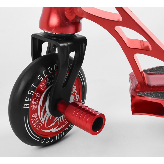 Самокат трюковий Best Scooter «SNAKE-SKULL» 46409 червоний, HIC-система, пеги, AL диск та дека, колеса PU Ø110mm, ширина керма - 60 см фото westvelo.com
