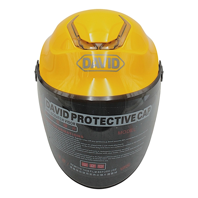 Мото шолом, відкритий "DAVID" S307, жовтий глянцевий тоноване скло, регулятор розміру з білим катафотом (ABS) фото westvelo.com