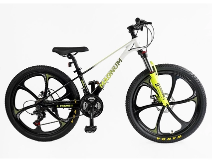 Велосипед 24 MG Corso «MAGNUM» MN-24637 магній 11", (к-т SHIMANO) біло-жовтий