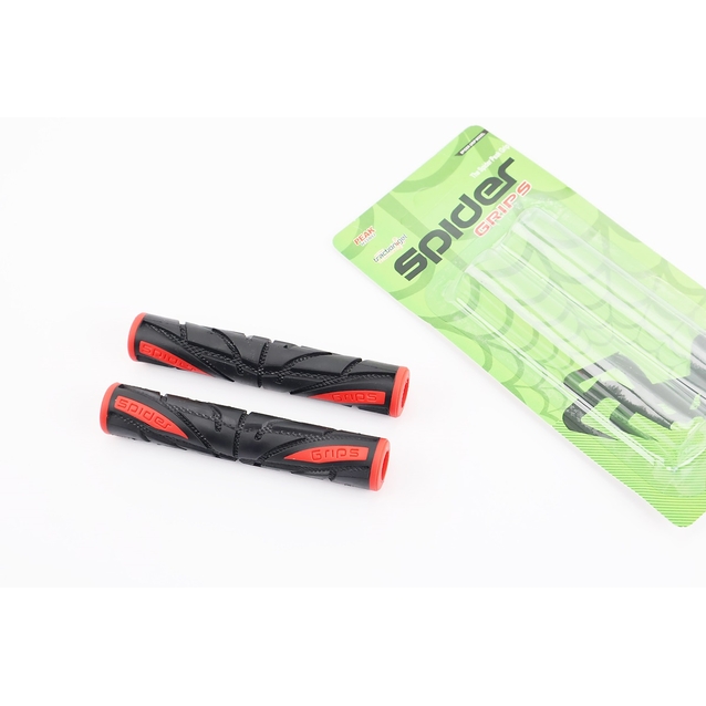 Мото гріпси (для гальмівних важелів) SPIDER, гумові, чорно-червоний (L-100mm. внутрішній Ø11mm) фото westvelo.com