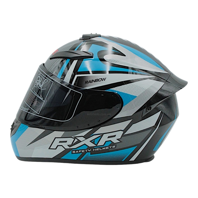 Мото шолом, закритий (L) "220" чорно-синьо-сірий, глянцевий фото westvelo.com