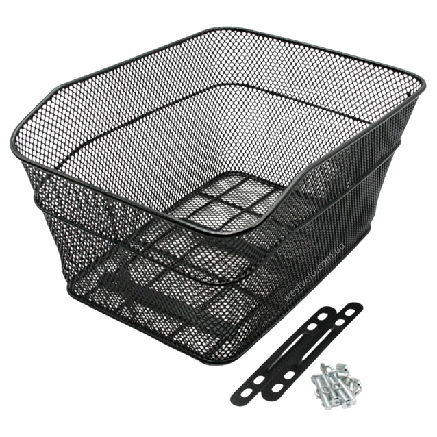 Кошик металевий на багажник сіточка чорний AFT-9 (385х310х200) фото westvelo.com