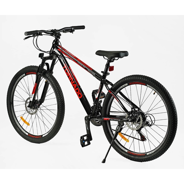 Велосипед 27.5 ST Corso «TORNADO» TR-27639 сталь 15,5", (к-т SHIMANO) чорно-червоний фото westvelo.com