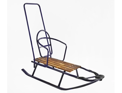 Сани зйомна спинка, з ручкою, плоскі полози, Ц18083 сині