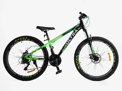 Велосипед 26 AL Corso «ULTRA» UT-90085 алюміній 13", (к-т SHIMANO) чорно-салатовий (2)