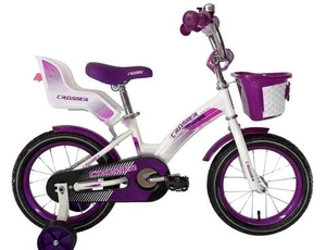 Дитячий велосипед 12 Crosser «KIDS BIKE» 001 біло-фіолетовий (+кошик пластик)