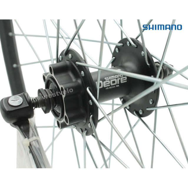 Колесо 27,5 перед, обід 2-ний чорний дисковий,втулка SHIMANO DEORE M525A, диск 6 болтів,ексцентрик