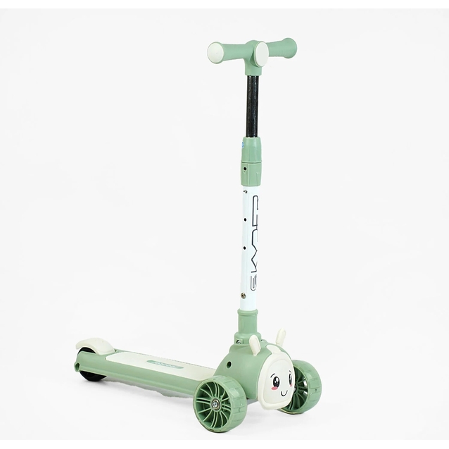 Самокат дитячий 3-х колісний, Skyper UK-70920 зелений, колеса PU Ø125mm зі світлом, українське озвучування, підсвічування платформи, кермо складне