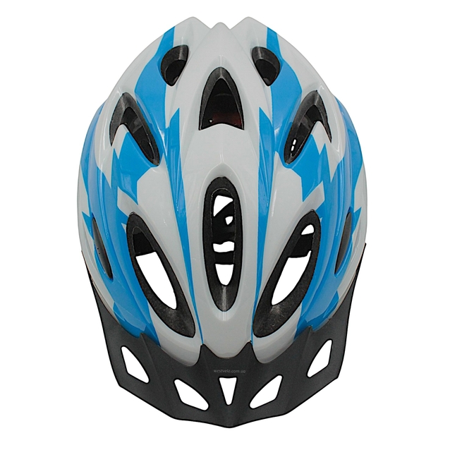 Вело шолом "TK Sport" 074 (56 см) з мигалкою, біло-блакитний фото westvelo.com