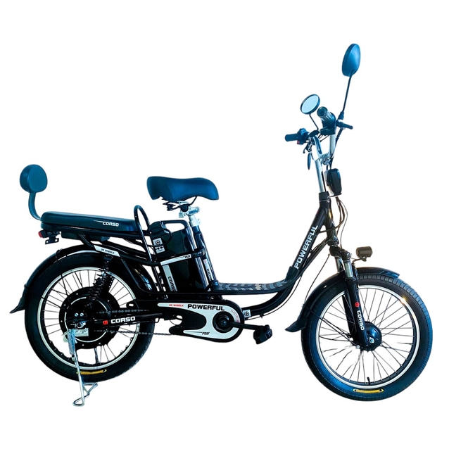 Електровелосипед 20 AL Corso «POWERFULL» PF-60595, алюміній, двигун 500W, акумулятор 48V13Ah літієвий чорний фото westvelo.com