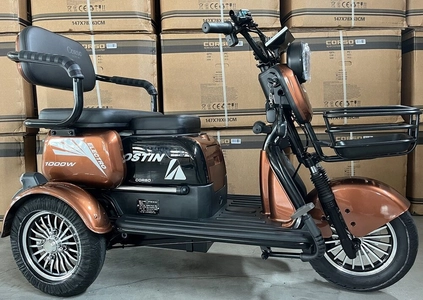 Трицикл Corso «OSTIN» SN-947743, двигун 1000W, акумулятор 72V/23Ah графеновий, коричневий + 1 ящик. акум, колеса 10"