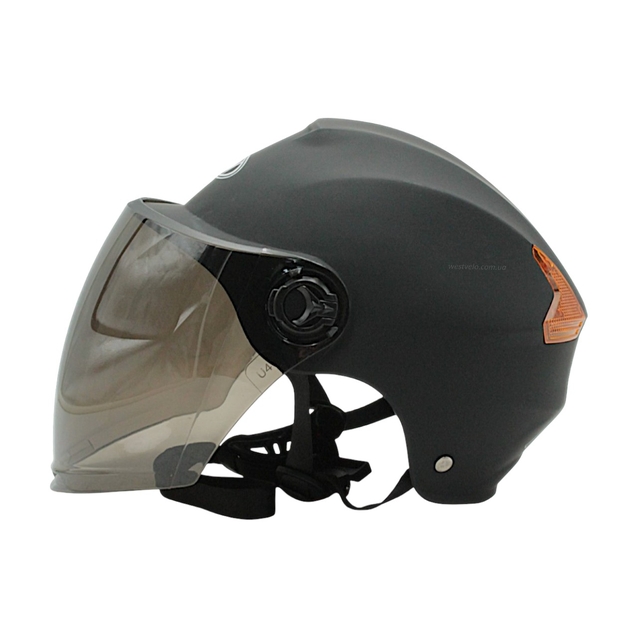 Мото шолом, відкритий (56-62см) AWN (822), чорний матовий, регулятор розміру з катафотом (мото/вело/самокат) фото westvelo.com