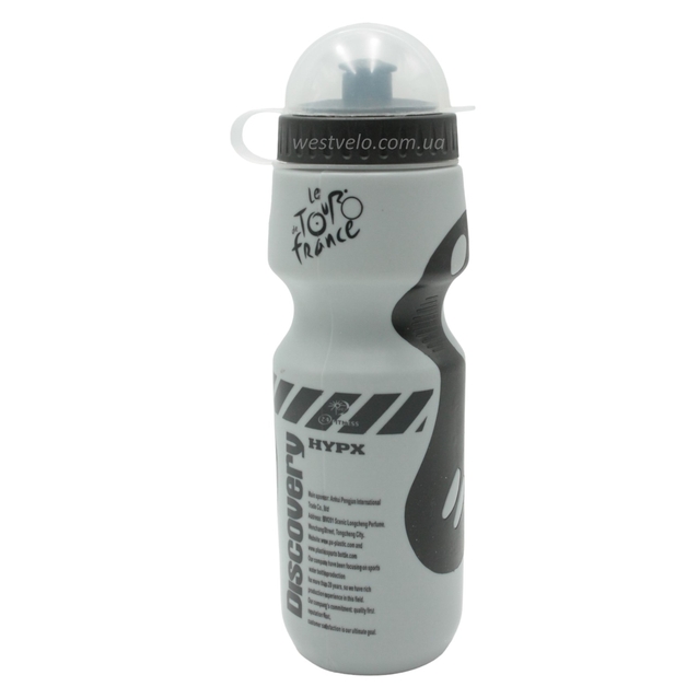 Фляга Discovery 650ml харч.пластик, сіро-чорна, з гумовими вставками фото westvelo.com