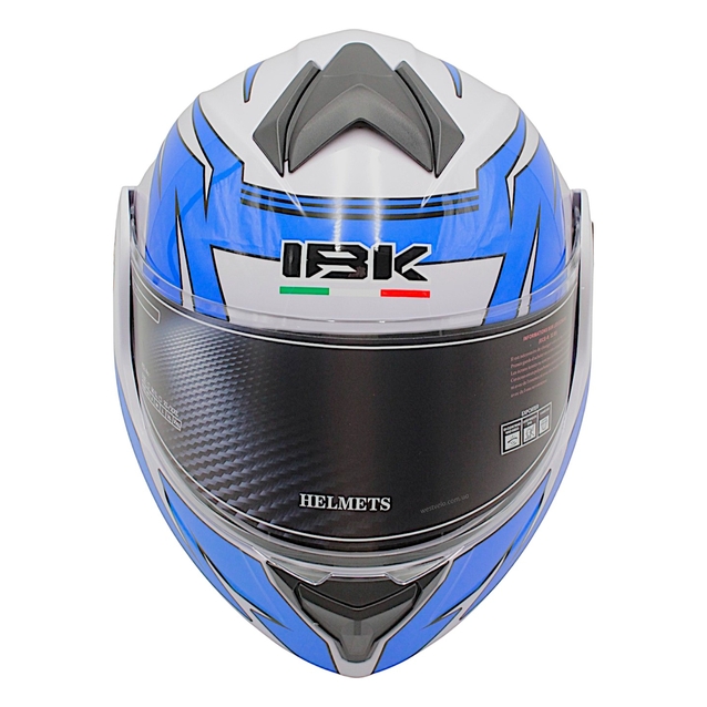Мото шолом, трансформер (L) IBK-112 біло-синій з відкидними окулярами фото westvelo.com