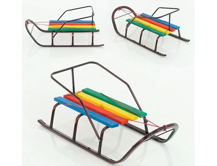 Сани без ручки, плоскі полози, бордові