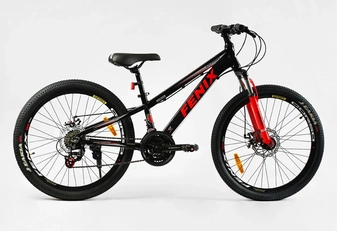 Велосипед 24 AL Corso «FENIX» FX-24016 алюміній 11", (к-т Saiguan) чорно-червоний