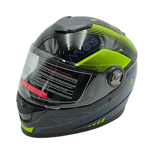 Мото шолом, закритий (L 59-60) BLD-М65 інтеграл, чорний/ неоново-жовто-синій глянець