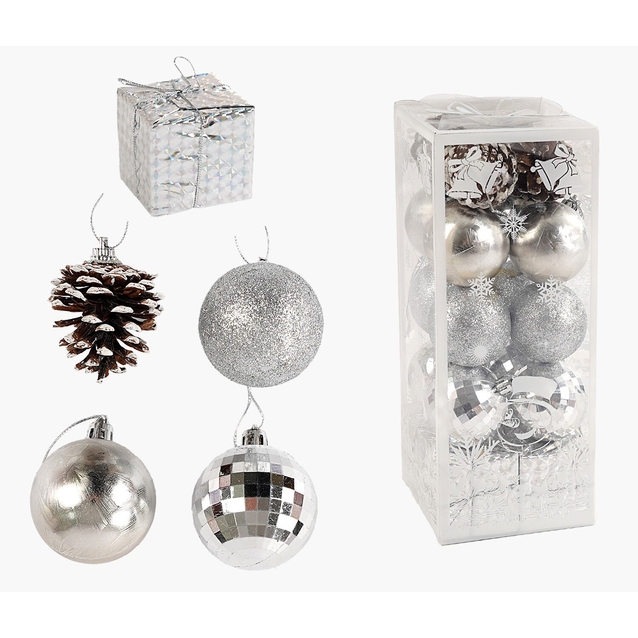 Новорічні прикраси 20 шт, кульки, шишки, подарунки, D = 5 см, у слюді (C 67367) фото westvelo.com