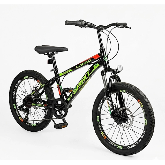 Велосипед 20 ST Corso «SPIRIT» ST-53088 сталь 11", (к-т SHIMANO) чорно-салатовий фото westvelo.com