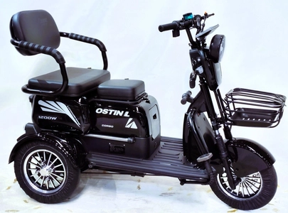 Трицикл Corso «OSTIN L» NL-815063, двигун 1200W, акумулятор 72V 24Ah літій-залізно-фосфатний, чорний + 1 ящик. акум, колеса 10"