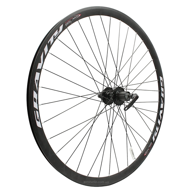 Колесо 28-29 зад, обід 2-ний чорний дисковий, втулка AL. SHUNFENG касета 8-10S, проми, диск 6 болтів, ексцентрик, чорна спиця фото westvelo.com