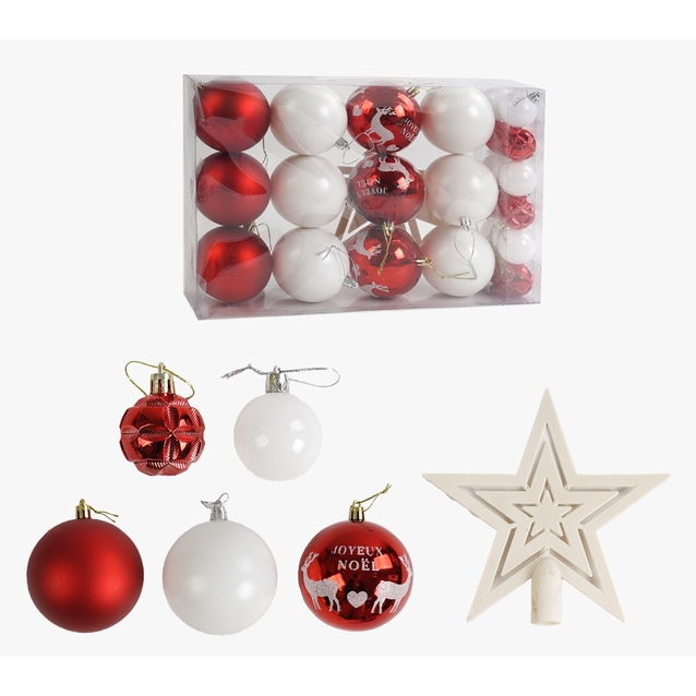 Новорічні прикраси 24 шт, зірочка-верхівка, кульки, maх D = 8, min D = 4 см, у слюді (C 67495) фото westvelo.com