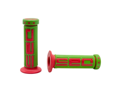 Мото гріпси DBS (Rubber) (зелено-червоні) гумові з буртиком