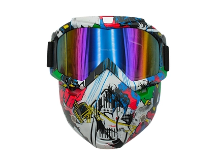 Мото окуляри Кросс-ендуро (хамелеон) BEON + захисна маска (кольорові смуги)