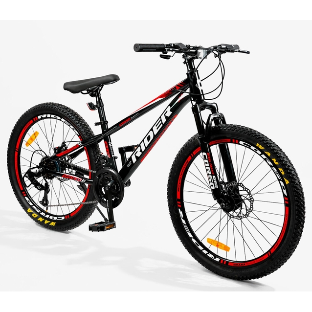 Велосипед 24 ST Corso «RIDER» RD-24952 сталь 11", (к-т LTWOO-A2) чорно-червоний фото westvelo.com