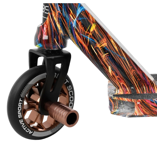 Самокат трюковий Best Scooter «ABSTRACTION» BS-77350 різнокольоровий, HIC-система, пеги, AL диск та дека, колеса PU Ø110mm, ширина керма - 60 см фото westvelo.com