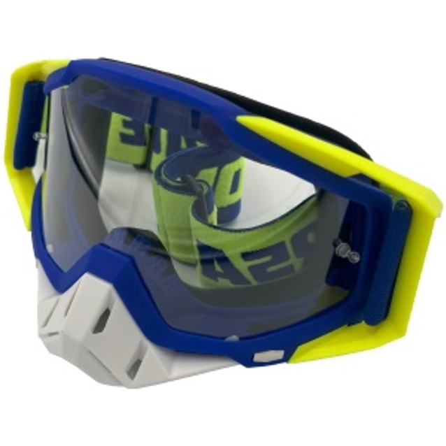 Мото окуляри Кросс-ендуро "MO-7" жовто-сині з прозорими лінзами фото westvelo.com